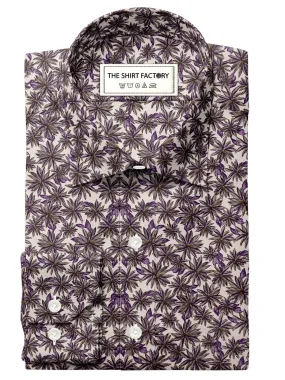 Men's Premium Giza Cotton Printed Shirt - Printed Flower Off-White (1227)