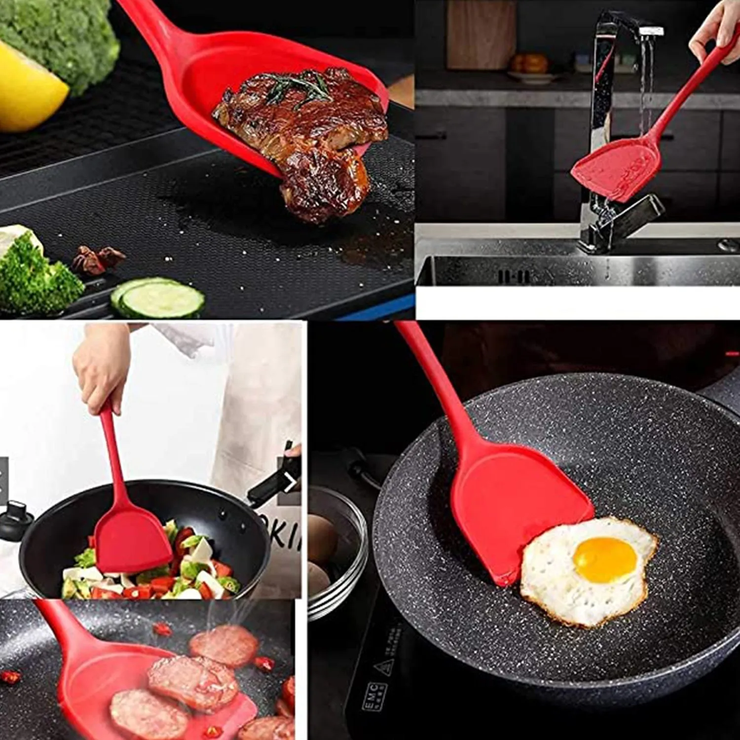 2022 Heat Resistant Silicone Spatula Non-Stick Wok Turner in Hygienic Solid Coating Cookware Kitchen Tools