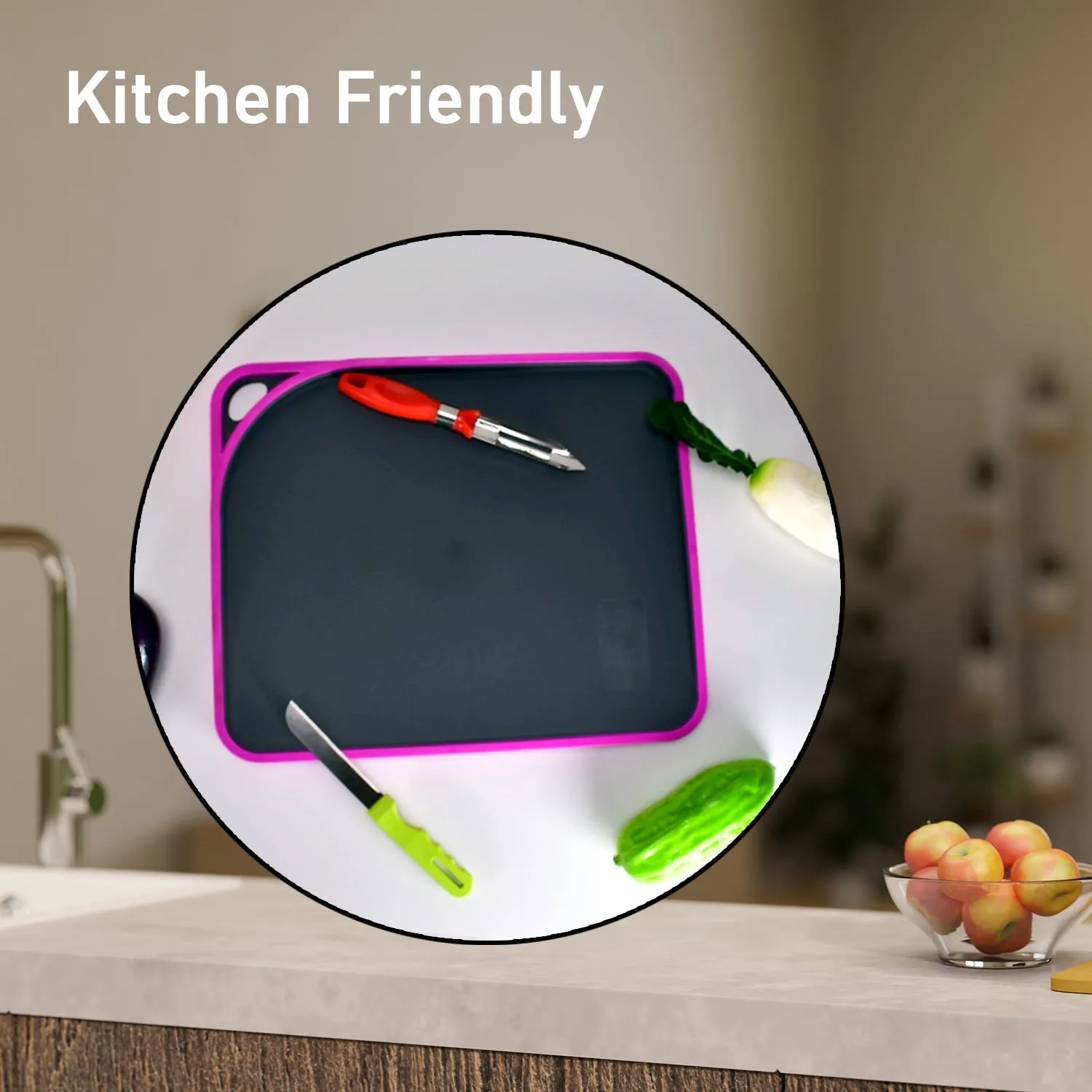 2462 Vegetables and Fruits Cutting Chopping Board Plastic Chopper Cutter Board Non-slip Antibacterial Surface with Extra Thickness