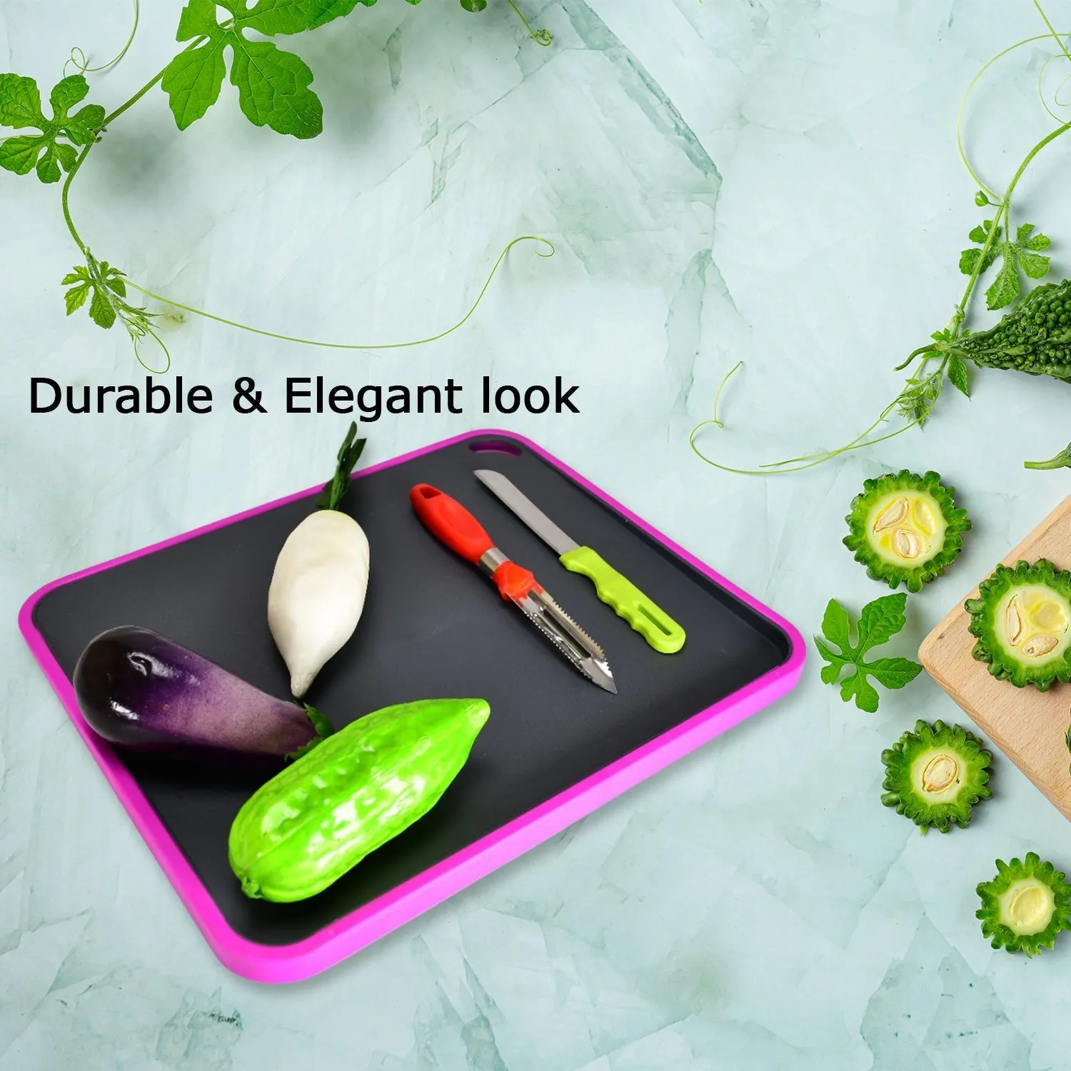 2462 Vegetables and Fruits Cutting Chopping Board Plastic Chopper Cutter Board Non-slip Antibacterial Surface with Extra Thickness