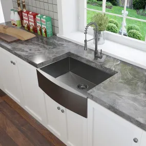 30" Farmhouse Kitchen Sink 16 Gauge Stainless Steel Single Bowl Sink with Bottom Grid and Strainer