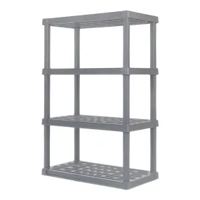 4-Tier Wide Plastic Rack Storage Shelf with 400lb. Total Capacity, Elephant Gray