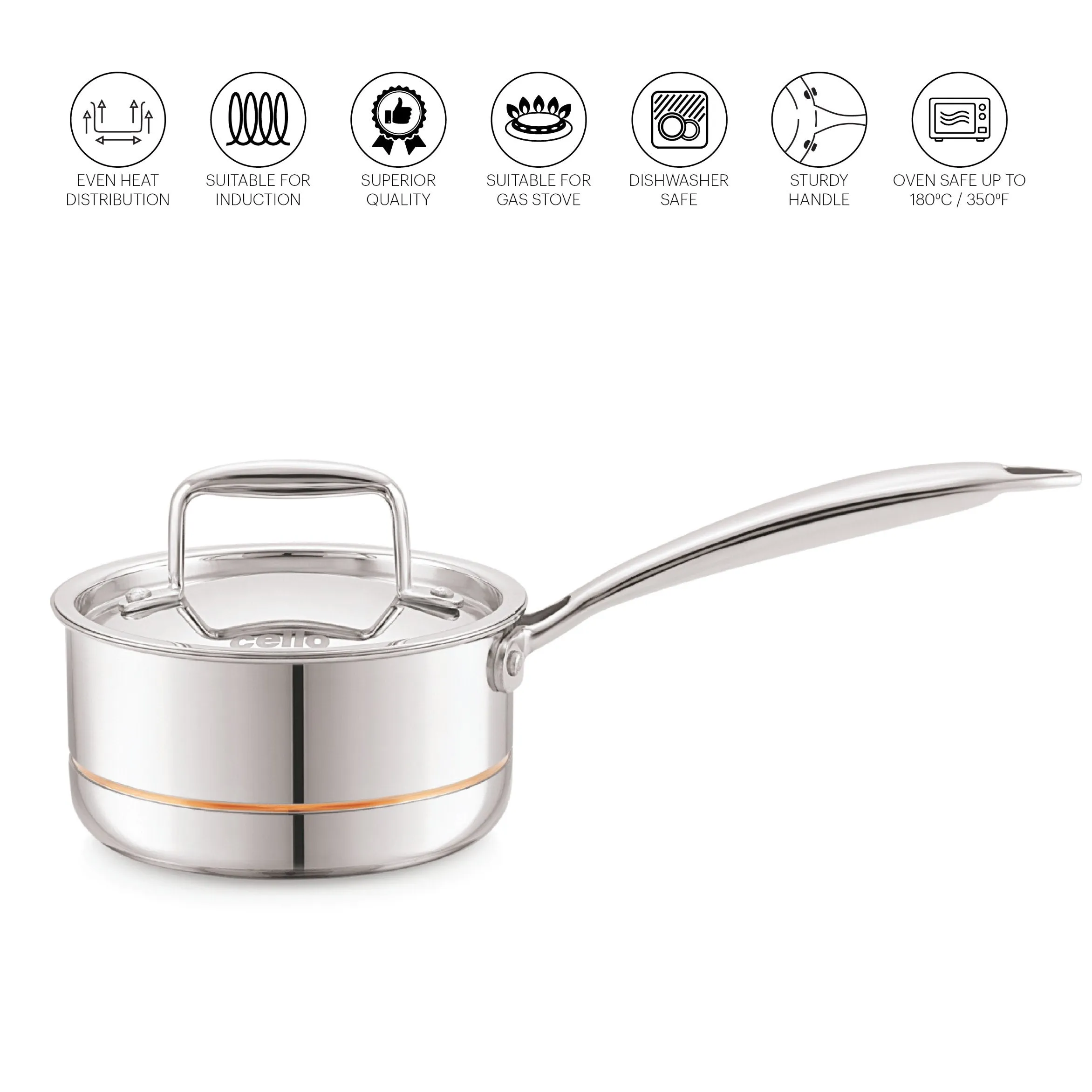 5-Ply Stainless Steel Sauce Pan with Lid