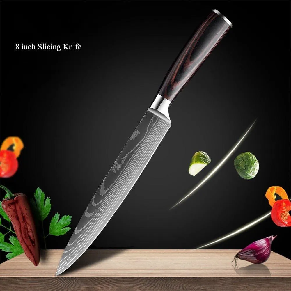 8 Pcs High Carbon Stainless Steel Kitchen Knives Set