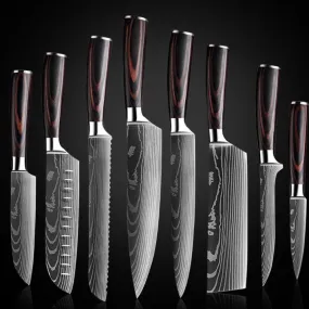 8 Pcs High Carbon Stainless Steel Kitchen Knives Set