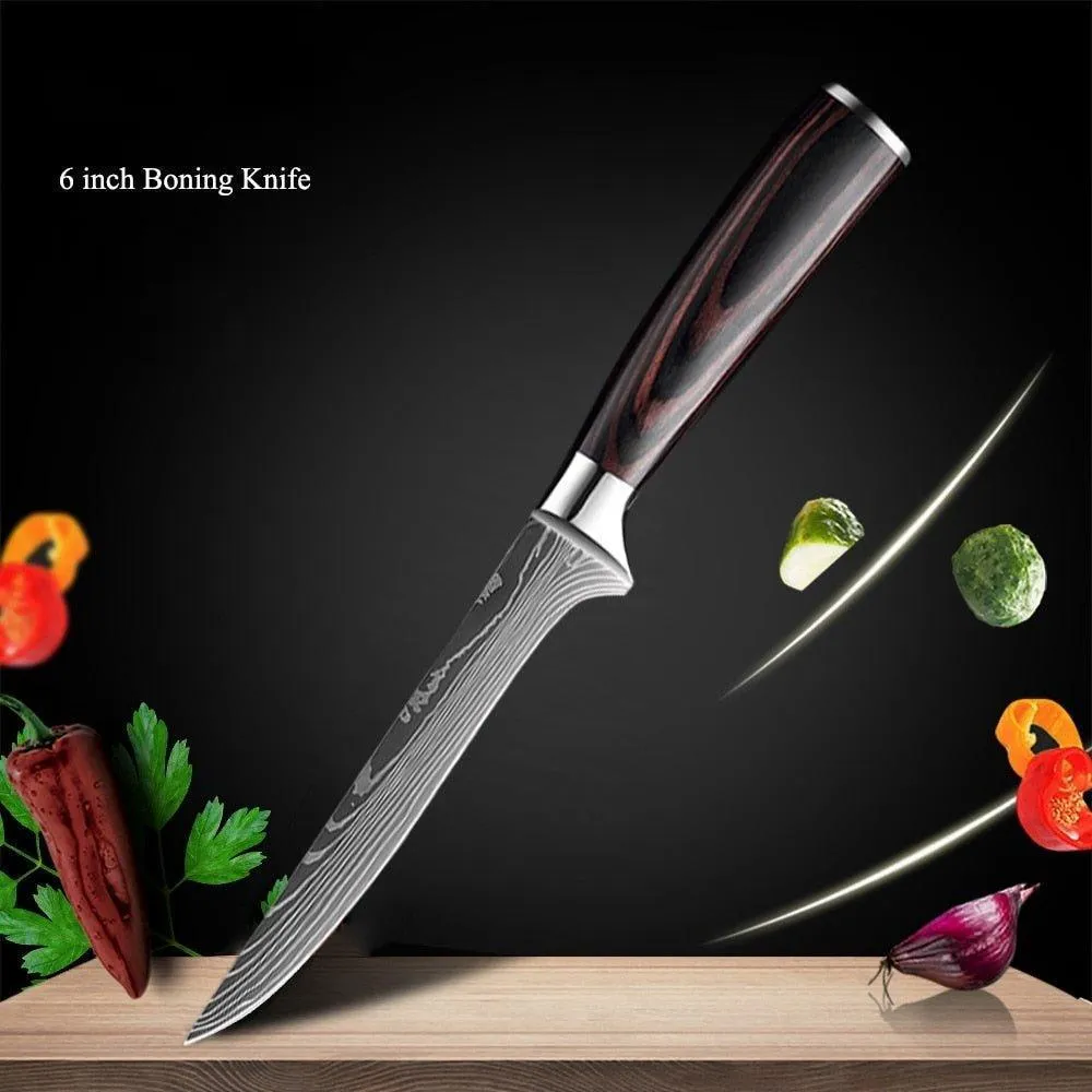 8 Pcs High Carbon Stainless Steel Kitchen Knives Set