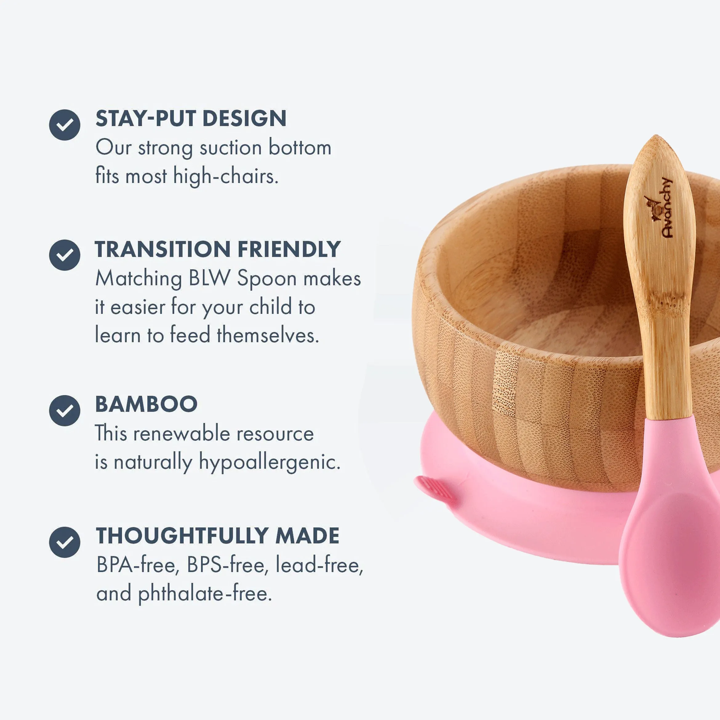 Avanchy - Baby Bamboo Stay Put Suction BOWL   Spoon PK