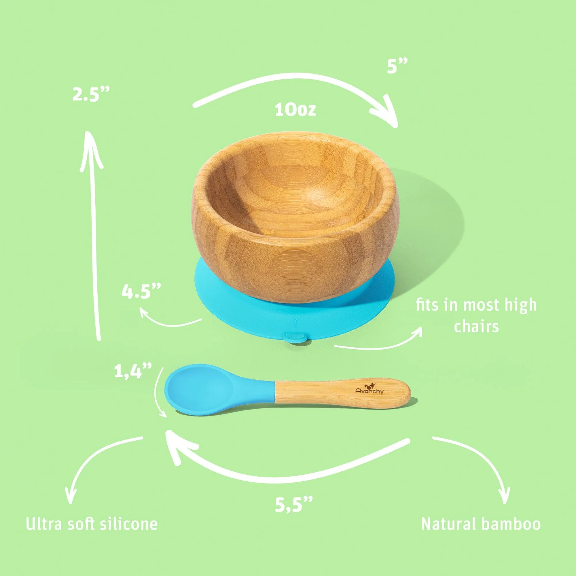 Avanchy Bamboo Baby Suction Bowl   Spoon