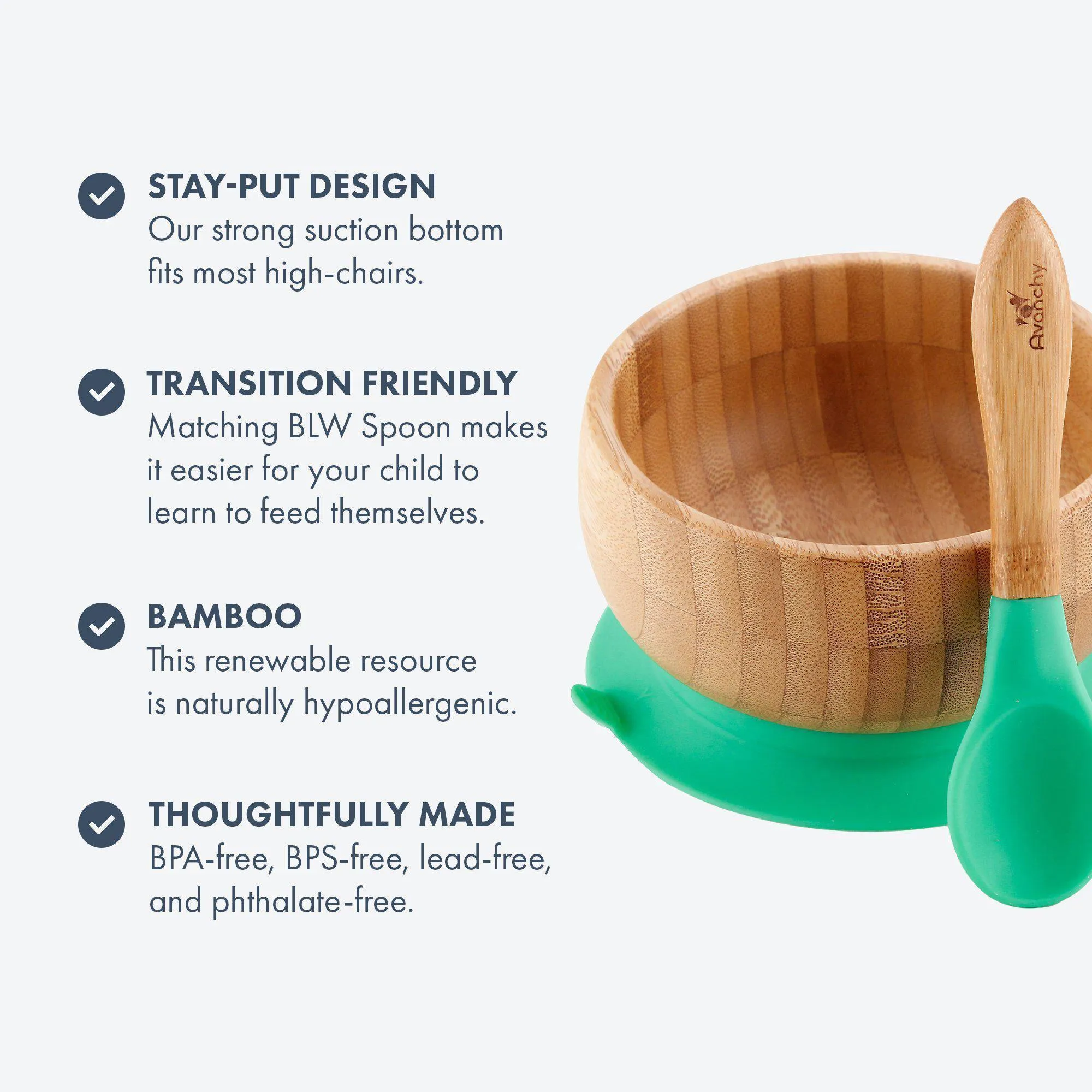 Avanchy Bamboo Baby Suction Bowl   Spoon