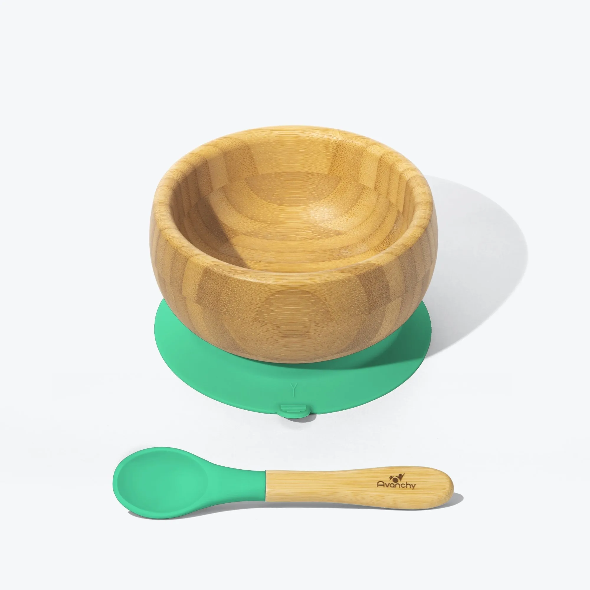 Avanchy Bamboo Suction Baby Bowl   Spoon - Green