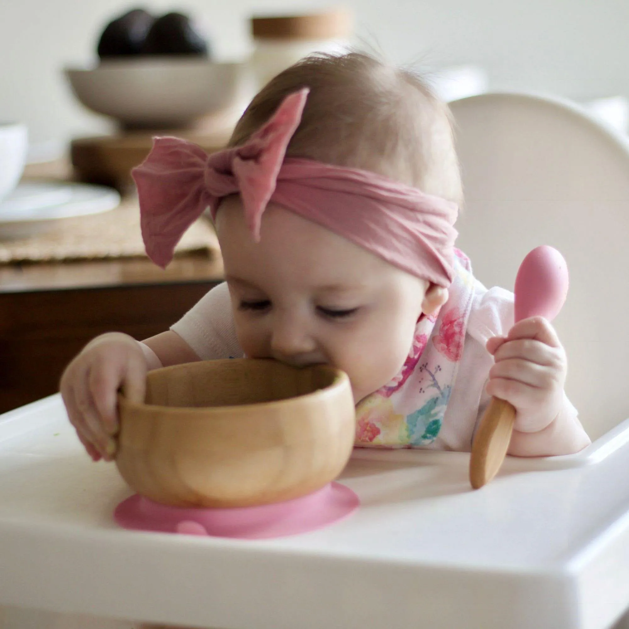 Avanchy Bamboo Suction Baby Bowl   Spoon - Green