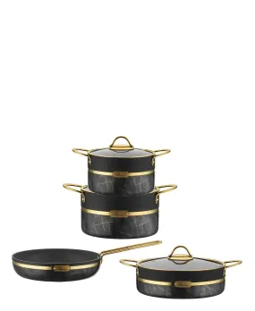 Brioni Selection 7 Piece Granite Cookware Set - Black