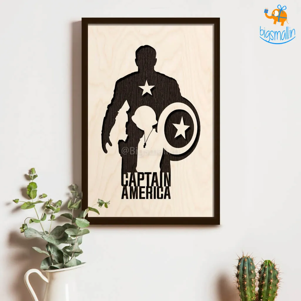 Captain America Engraved Wooden Frame