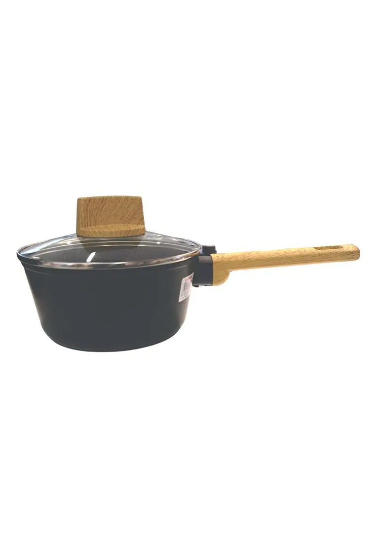 Cuisson Noir Collection Black Saucepan 18cm with Glass Lid