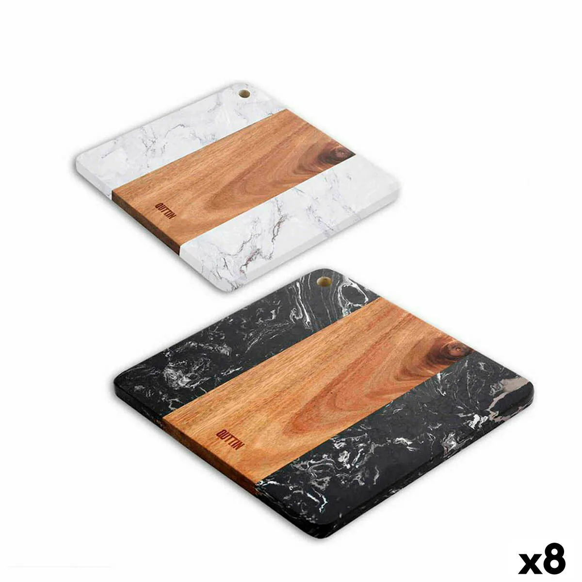 Cutting board Quttin Marble Acacia 25 x 25 cm (8 Units)