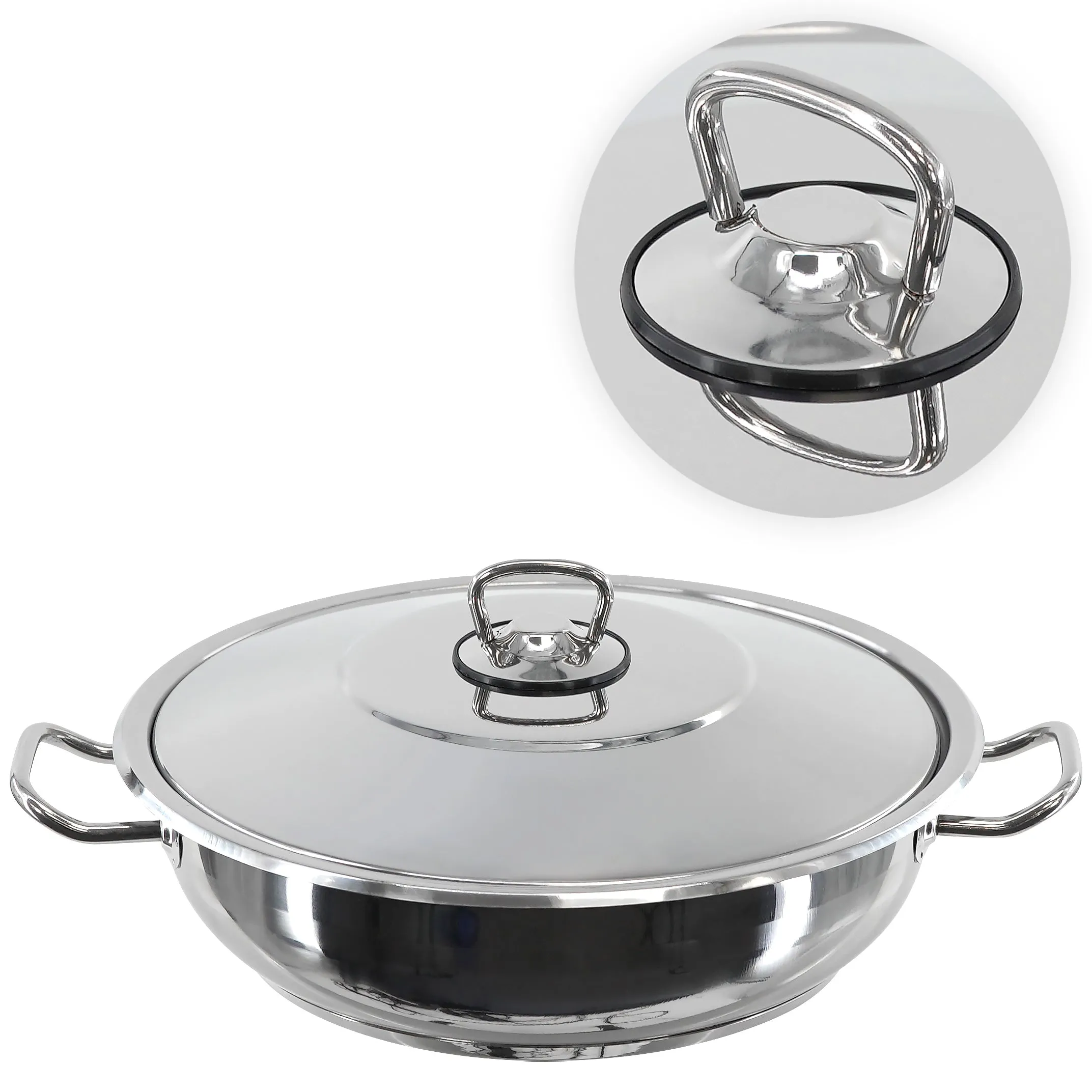 Gastro Shallow Pot With Lid 28 x 8 cm