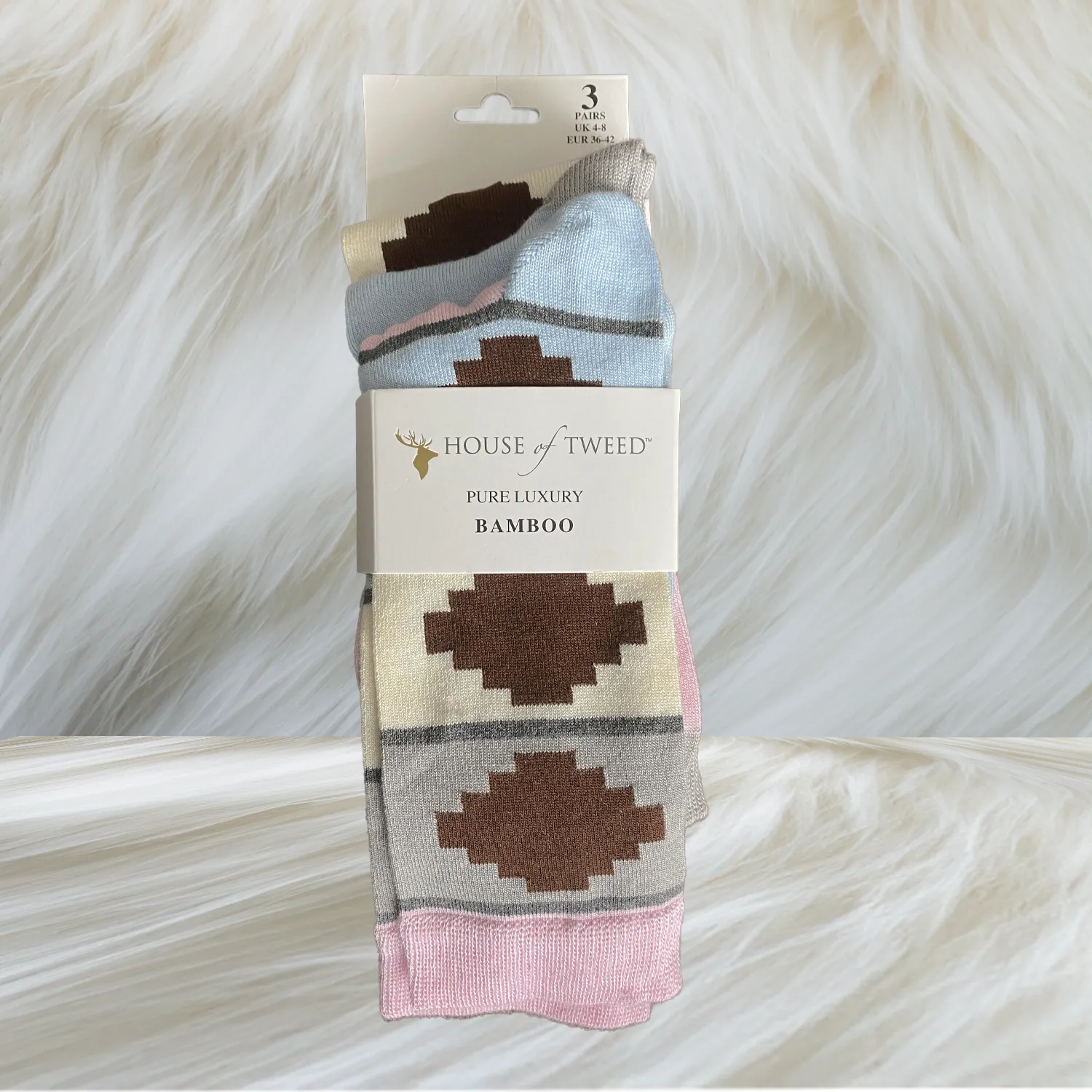 House of Tweed Pure Luxury Womens Bamboo Socks | Pink 3 Pairs