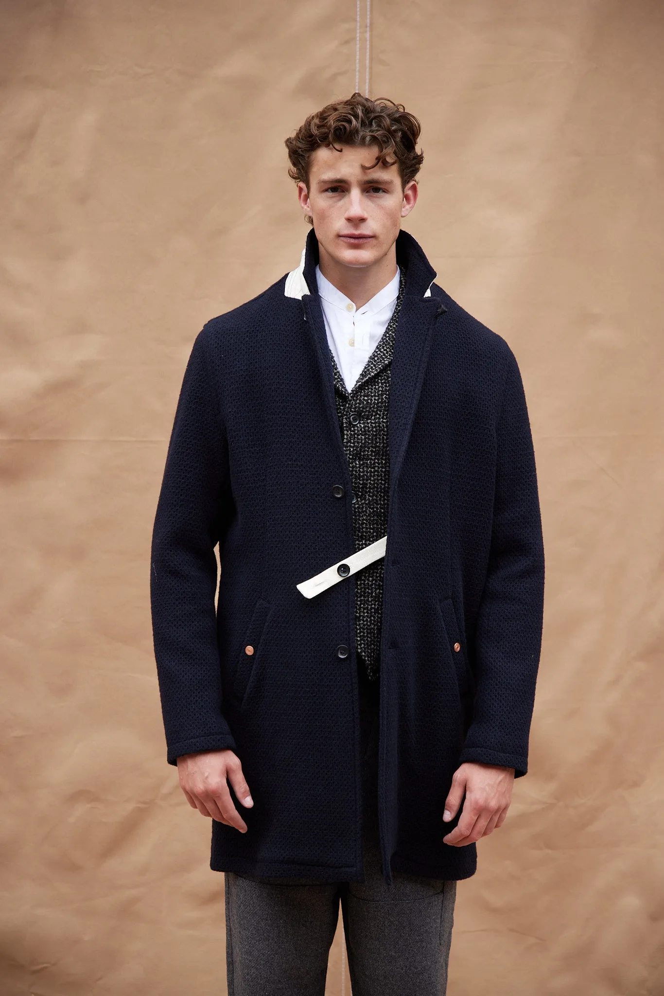 IMMORTAL Silverstone Crombie style Frock Coat Navy Waffle