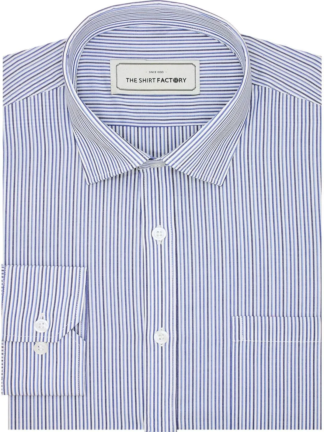 Men's Premium Cotton Striped Shirt - Blue (1254)