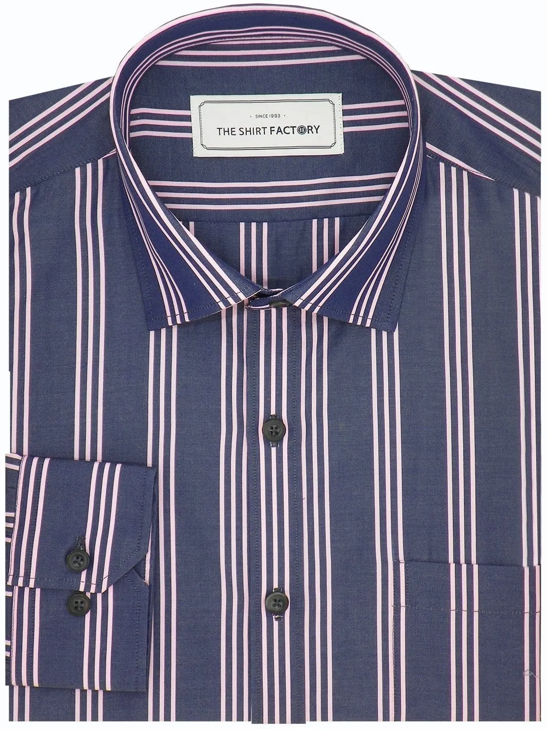 Men's Premium Cotton Striped Shirt - Navy Blue (1154)