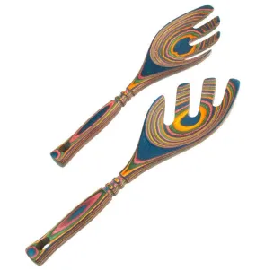 Pakka Wood Salad Spoons 9in - Rainbow