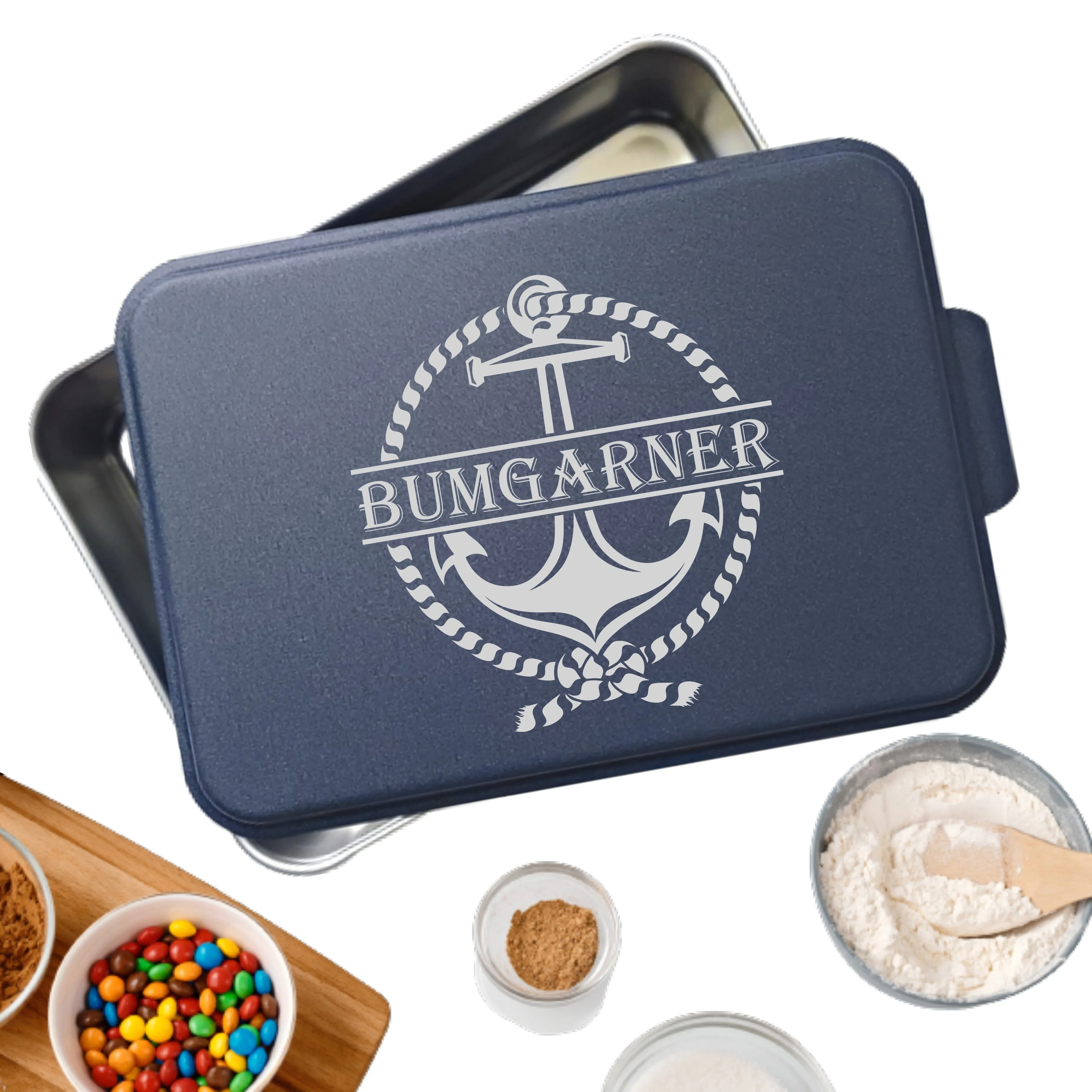 Personalized Cake Pan with Laser Engraved Lid | Lake Design