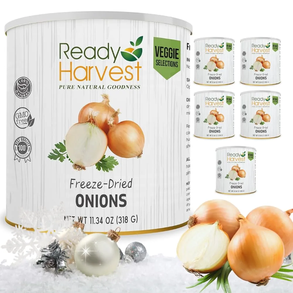 Ready Harvest Freeze-Dried Yellow Onions - 30 Year Shelf Life - Six #10 Cans